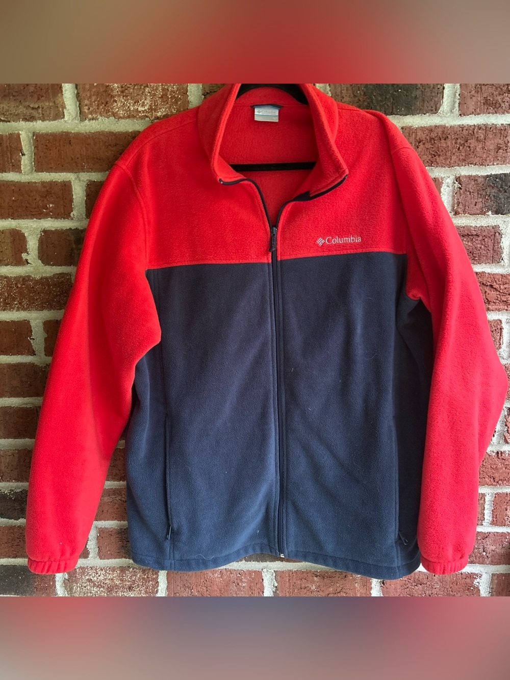 Columbia Steens Mountain 2.0 Full Zip Fleece Jacket Red And Blue Mens XLT. Nice!